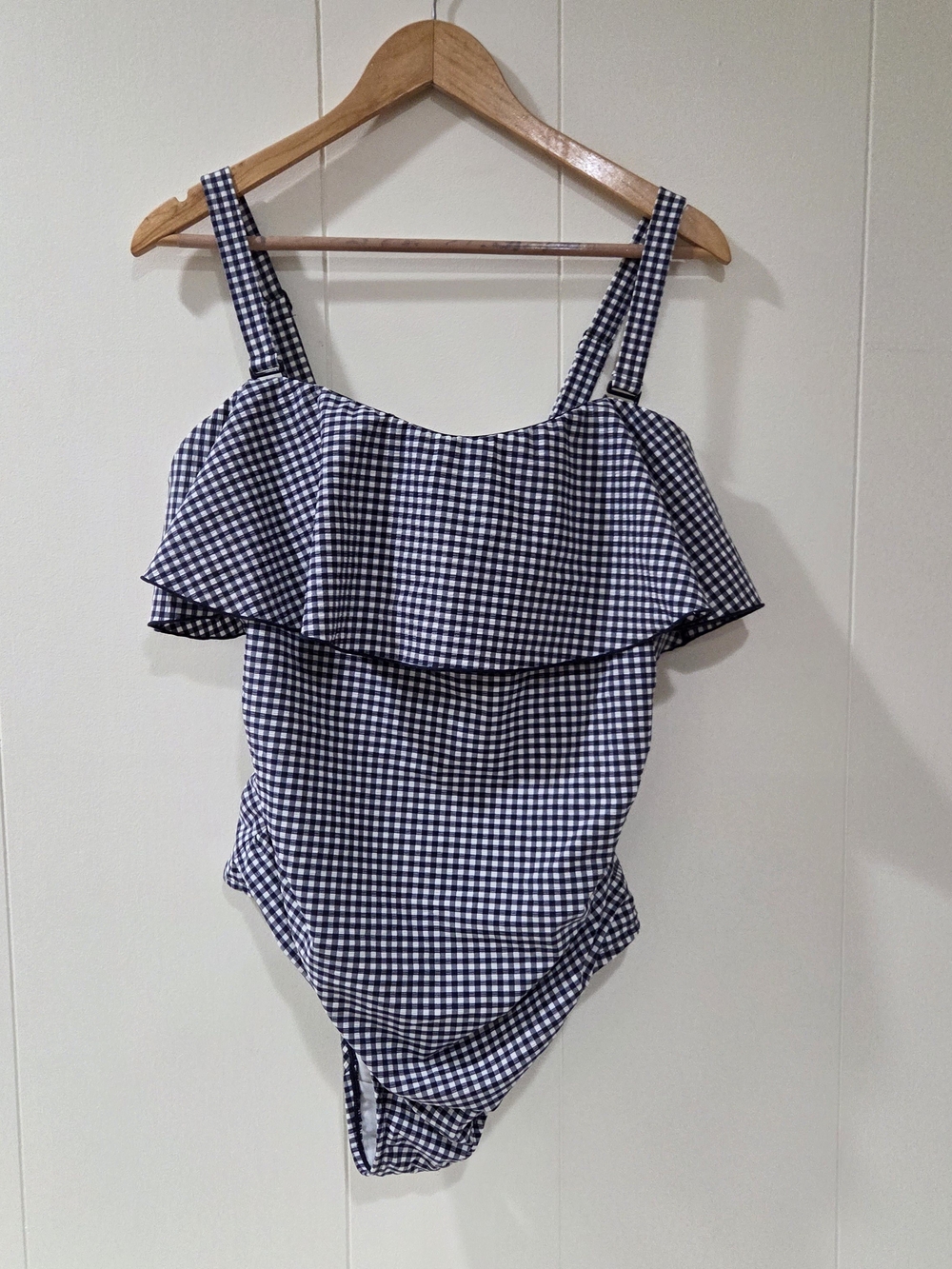 Kona Sol Plus 16W Gingham Ruffle Convertible One-Piece Swimsuit - Never Worn
